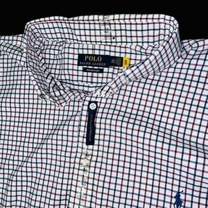 Ralph Lauren Men's Plaid Shirt - Navy and White size 2XB